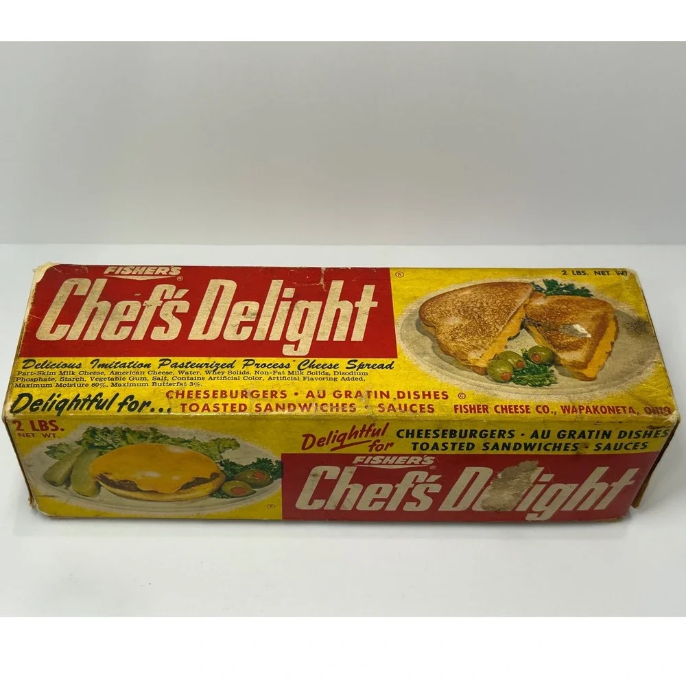 Vintage Fisher's Chef's Delight‎ 2lb Cheese Box 1967 Nylon Offer Wapakoneta Ohio